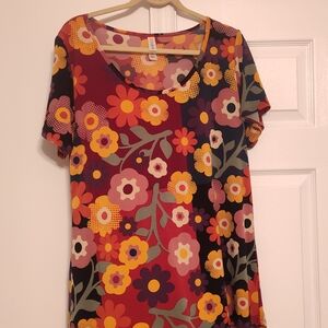LuLaRoe Classic Tee Multicolor Floral Blouse Short Sleeve